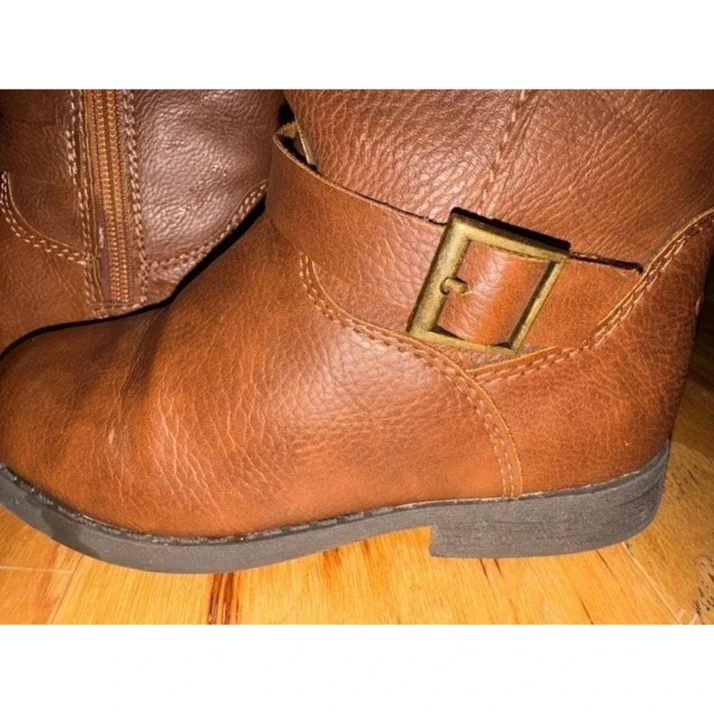 OshKosh Bgosh Lumi‎ Brown Faux Leather Tall Boots Girls Size 11M OF22K02H